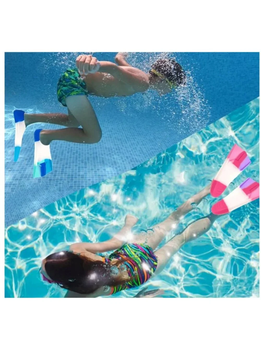 Size XS (US Kids 13.5-1) Silicon Swimming Training Fin for Kids, Non Slip - Blue